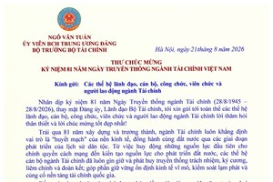 Bộ trưởng Ngô Văn Tuấn gửi thư chúc mừng 81 năm Ngày truyền thống ngành Tài chính 