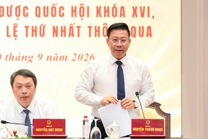 Thứ trưởng Bộ Tư pháp Nguyễn Thanh Ngọc tại cuộc họp báo. Ảnh: Như ý. 