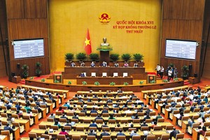 Một phiên họp toàn thể tại Kỳ họp không thường lệ thứ nhất của Quốc hội. Ảnh: Q.H