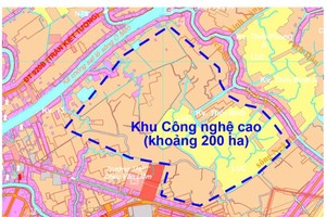 Khu Công nghệ cao Cần Thơ có quy mô diện tích 200 ha thuộc địa bàn phường Ô Môn