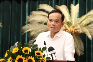 Bí thư Thành ủy TP.HCM Trần Lưu Quang phát biểu chỉ đại tại Hội nghị. Ảnh: TT