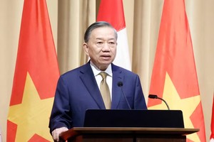 Tổng Bí thư, Chủ tịch nước Tô Lâm phát biểu chính sách "Quan hệ đối tác chiến lược Việt Nam – Canada trong bối cảnh thế giới đầy biến động”. (Ảnh: Thống Nhất/TTXVN)