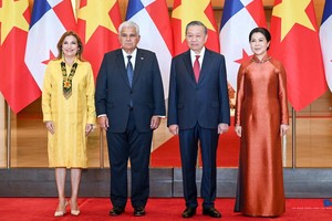 Tổng thống Panama José Raúl Mulino Quintero và Phu nhân tham dự Lễ đón do Tổng Bí thư, Chủ tịch nước Tô Lâm và Phu nhân chủ trì. Ảnh: Đức Thanh.