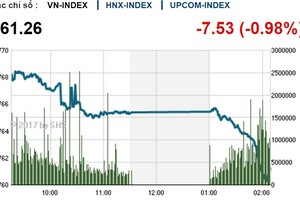 Phiên chiều 22/8: VN-Index lao dốc