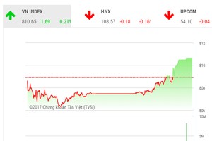 Phiên chiều 10/10: Cổ phiếu bất động sản, xây dựng khởi sắc, VN-Index lấy lại mốc 810 điểm