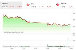 Giao dịch chứng khoán phiên chiều 11/10: Ồ ạt xả hàng, VN-Index giảm hơn 36 điểm, mất mốc 1.010 điểm