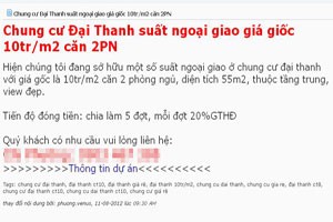 Suất ngoại giao dự án Đại Thanh được rao bán nhiều trên mạng. Ảnh chụp màn hình.
