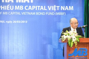Ông Okada Hiroshi, Chủ tịch kiêm Tổng Giám đốc Công ty Quản lý quỹ United Investment, đối tác đầu tư của MB Capital, phát biểu tại lễ ra mắt quỹ MBBF