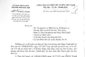 Hà Nội  xử lý 131 dự án chưa giải phóng mặt bằng