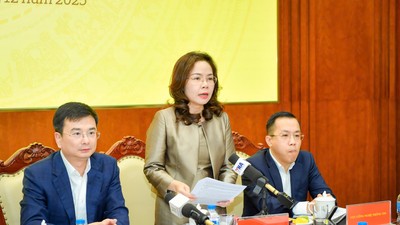 Bà Hà Thu Giang, Vụ trưởng Vụ Tín dụng các ngành kinh tế, NHNN chia sẻ tại Họp báo