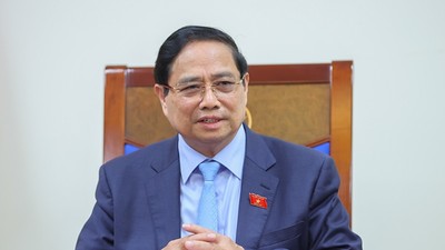 Thủ tướng Chính phủ Phạm Minh Chính điện đàm với Thủ tướng Thái Lan Anutin Charnvirakul - Ảnh: VGP/Nhật Bắc.