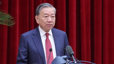 Tổng Bí thư Tô Lâm phát biểu khai mạc Hội nghị lần thứ 14 Ban Chấp hành Trung ương Đảng khóa XIII. (Ảnh: Thống Nhất/TTXVN).