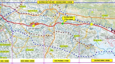 Hướng tuyến đường sắt tốc độ cao Hà Nội - Quảng Ninh.