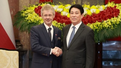 Chủ tịch nước Lương Cường đã đón Chủ tịch Thượng viện Quốc hội Cộng hòa Séc Milos Vystrcil tại Phủ Chủ tịch.