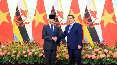 Thủ tướng Phạm Minh Chính hội kiến Quốc vương Brunei Darussalam Haji Hassanal Bolkiah. Ảnh: Đức Thanh