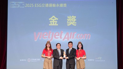 Vietjet nhận giải vàng về phát triển bền vững giao thông vận tải chuẩn ESG tại Đài Loan (Trung Quốc) 