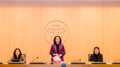 Phó chủ tịch UBND TP. Hà Nội Vũ Thu Hà chủ trì cuộc họp.