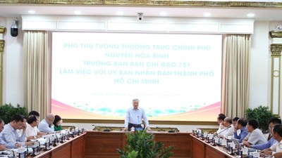 Phó thủ tướng Thường trực Nguyễn Hòa Bình tại cuộc làm việc với TP.HCM nhằm tháo gỡ vướng mắc, khó khăn cho các dự án - Ảnh: VGP