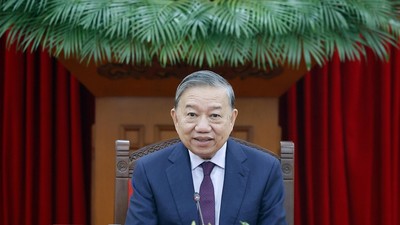 Tổng Bí thư Tô Lâm tại cuộc điện đàm với Tổng thống Liên bang Nga Vladimir Putin. Ảnh: TTXVN