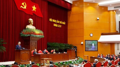 Tổng Bí thư Tô Lâm phát biểu tại Hội nghị lần thứ nhất Ban Chấp hành Trung ương Đảng khóa XIV. Ảnh: TTXVN