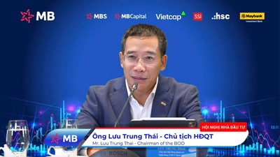 Ông Lưu Trung Thái, Chủ tịch HĐQT Ngân hàng TMCP Quân Đội (MB) chủ trì hội nghị Nhà đầu tư.