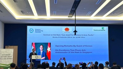 Đại sứ Việt Nam tại Singapore Trần Phước Anh phát biểu tại diễn đàn 
