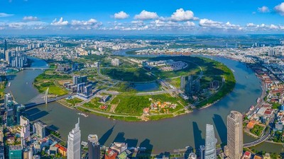 Khu đô thị mới Thủ Thiêm mang ý nghĩa chiến lược là trung tâm tài chính, kinh tế, văn hóa mới của TP.HCM, hiện đại, tầm cỡ quốc tế. Ảnh: Lê Toàn.