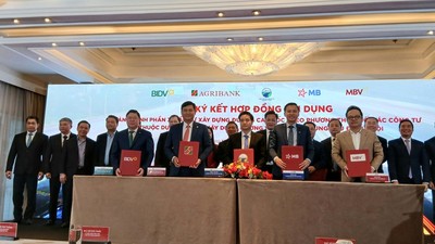 Quang cảnh lễ ký kết hợp đồng tín dụng cho Dự án. 