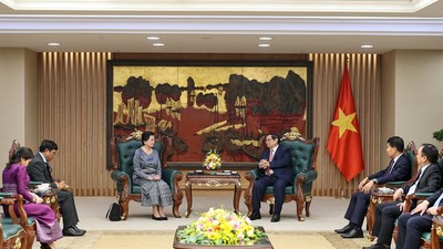 Thủ tướng Chính phủ tiếp Đại sứ Campuchia Chea Kimtha chào từ biệt 