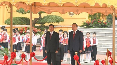 Tổng Bí thư Tô Lâm chủ trì Lễ đón Tổng Bí thư, Chủ tịch nước Lào Thongloun Sisoulith 