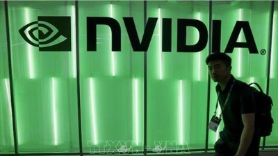 Biểu tượng của Tập đoàn Nvidia. Ảnh: REUTERS/TTXVN 