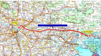 Bản đồ hướng tuyến đường sắt tốc độ cao Hà Nội - Quảng Ninh. 