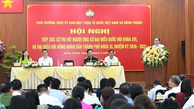 Chủ tịch Quốc hội Trần Thanh Mẫn dự Hội nghị tiếp xúc cử tri với người ứng cử Đại biểu Quốc hội Khoá XVI tại xã Đông Thạnh (TP.HCM) - Ảnh Media quoc hoi. 