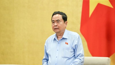 Chủ tịch Quốc hội Trần Thanh Mẫn, Chủ tịch Hội đồng Bầu cử quốc gia phát biểu tại phiên họp. Ảnh: Nhân Dân.