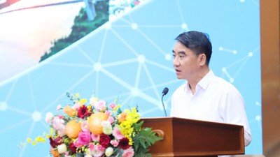 Phó Chủ tịch UBND TP. Hà Nội Nguyễn Xuân Lưu trình bày tham luận tại Hội nghị.
