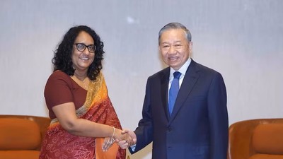 Tổng Bí thư, Chủ tịch nước Tô Lâm hội kiến Thủ tướng Sri Lanka Harini Amarasuriya. (Ảnh: Thống Nhất/TTXVN)