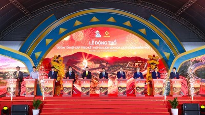Lễ động thổ Tổ hợp cáp treo kết hợp du lịch văn hóa lịch sử Điện Biên Phủ. Ảnh: Ánh Dương