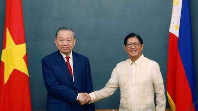 Tổng Bí thư, Chủ tịch nước Tô Lâm và Tổng thống Philippines Ferdinand Romualdez Marcos Jr. tại cuộc gặp gỡ báo chí, thông báo kết quả hội đàm. Ảnh: Thống Nhất/TTXVN