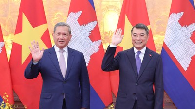 Thủ tướng Chính phủ Lê Minh Hưng và Thủ tướng Campuchia Hun Manet. Ảnh: Đức Thanh.