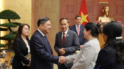 Phó Thủ tướng Thường trực Chính phủ Phạm Gia Túc chủ trì cuộc làm việc với đại diện hiệp hội và một số doanh nghiệp Hoa Kỳ - Ảnh: VGP