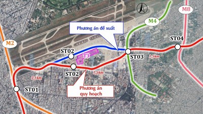 Phương án điều chỉnh hướng tuyến đi qua các nhà ga sân bay Tân Sơn Nhất - Ảnh: MAUR 