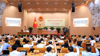 Quang cảnh kỳ họp thứ 6, HĐND TP. Hà Nội khóa XVII.