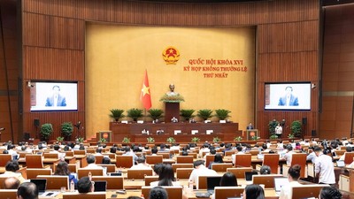 Phiên họp sáng 12/8 của Quốc hội - Ảnh: QH. 