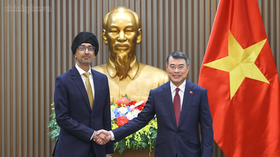Thủ tướng Chính phủ Lê Minh Hưng tiếp Đại sứ Singapore tại Việt Nam Rajpal Singh - Ảnh: chinhphu.vn/Nhật Bắc