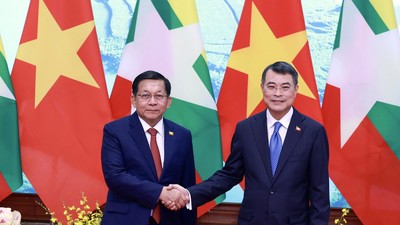 Thủ tướng Chính phủ Lê Minh Hưng hội kiến Tổng thống Myanmar Min Aung Hlaing.