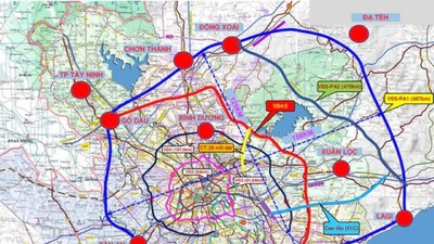 Hướng tuyến dự kiến tuyến đường Vành đai 4,5 và Vành đai 5 - Nguồn Sở Xây dựng TP.HCM.