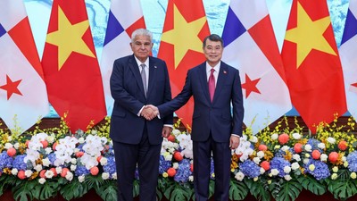 Thủ tướng Lê Minh Hưng hội kiến Tổng thống Panama José Raúl Mulino - Ảnh: Đức Thanh