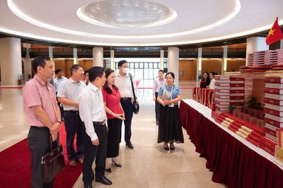 Phó Chủ tịch Quốc hội, Thượng tướng Nguyễn Doãn Anh theo dõi khu trưng bày về hoạt động giám sát của Quốc hội - Ảnh: QH .