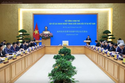 Thủ tướng Lê Minh Hưng chủ trì cuộc gặp gỡ các doanh nghiệp Trung Quốc đang đầu tư tại Việt Nam - Ảnh: chinhphu.vn.