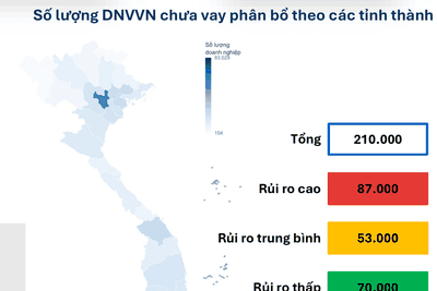 Số lượng doanh nghiệp vừa và nhỏ chưa tiếp cận vốn vay phân bổ theo tỉnh thành, tính đến 2025. Ảnh: FiinGroup